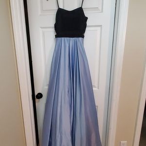 New baby blue and black prom dress.